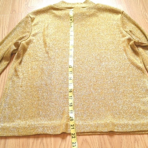 Bardinella Designs Vintage 80s Gold Sparkly Glitter Mock Neck Blouse Size Large - Picture 6 of 6